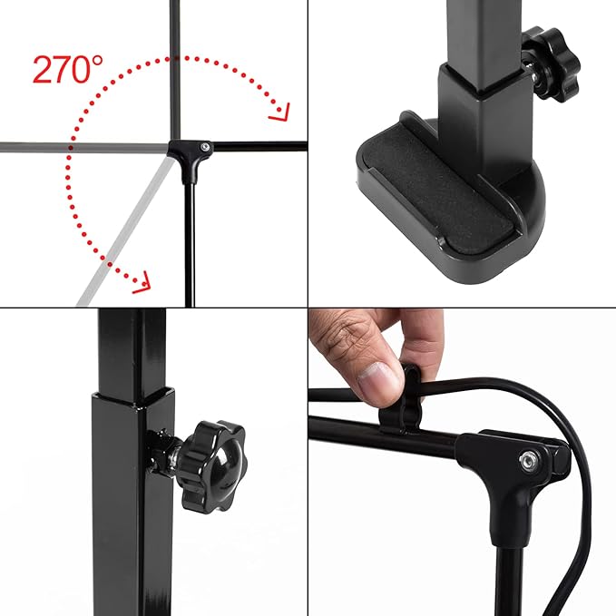 REPTI ZOO Reptile Dual Lamp Stand Adjustable Light Holder Lamp Hanging Bracket Metal Support for Reptile Glass Terrarium Heating Light Amphibians Cage REPTIZOO