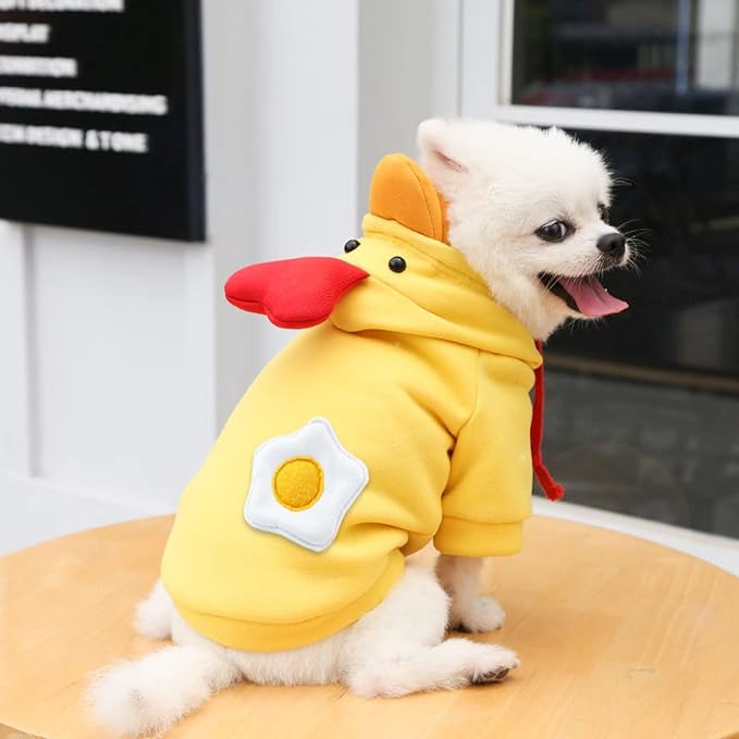 Warm Dog Winter Clothes Cute Fruit Dog Coat Hoodies Fleece Pet Dogs Costume Jacket for French Bulldog Chihuahua Ropa para Perro(5 Yellow Duck,L) - PAWPICO