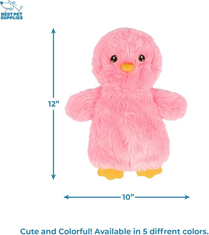 Best Pet Supplies Chicken Crinkle Plush Dog Toys for Interactive Play, Puppy and Senior Indoor Play, Colorful Chicken Toy Shape, Cute and Cuddly - Crinkle Chicken (Pink) - PAWPICO