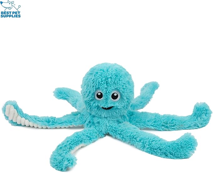 Best Pet Supplies OctoMutant Crinkle Plush Dog Toys for Interactive Play, Puppy and Senior Indoor Play, Soft Head Stuffing, Cute and Cuddly - Bundle (Fuchsia, Purple, Turquoise) - PAWPICO