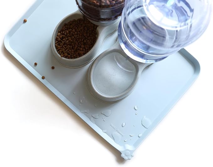 Hoki Found Large Silicone Pet Food Mats Tray - Non Slip Pet Dog Cat Bowl Mats Placemat - Dog Pet Cat Feeding Mat - Waterproof Dog Cat Food Mats -Pet Water Mats for Floors - Frost - PAWPICO