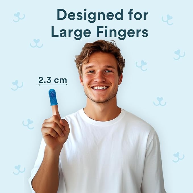 Jasper Dog Toothbrush for Large Fingers, 360º Dog Tooth Brushing Kit, Dog Teeth Cleaning, Dog Finger Toothbrush for Medium & Large Pets, Use with Dog Toothpaste, 2-Pack Navy-Blue Large JASPER%C2%AE