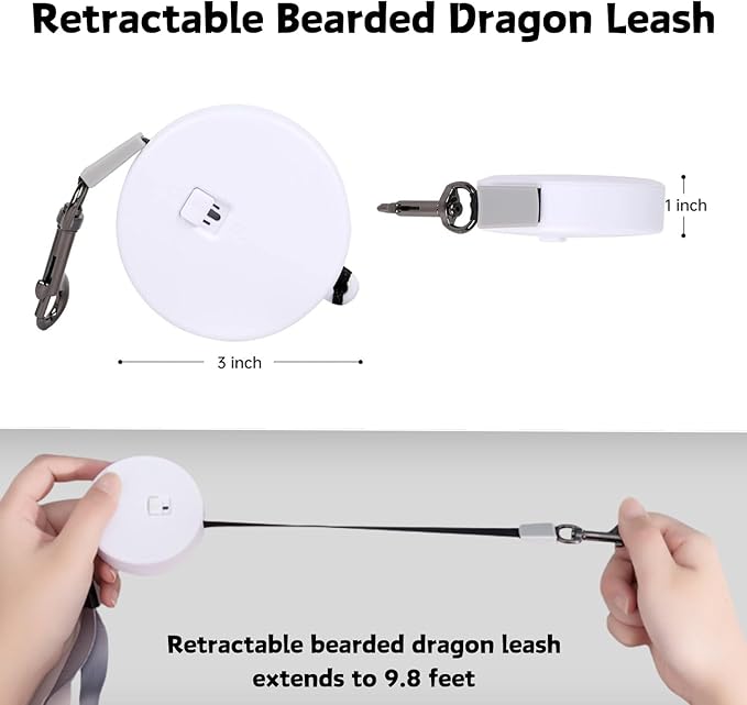 3 Pack Bearded Dragon Harness and Leash Set - Adjustable Soft Leather Lizard Harness with Retractable Leash Small Animal Traction Rope Walking Vest Accessories for Reptile Squirrel Rat (3 Pack) SEZDEKI