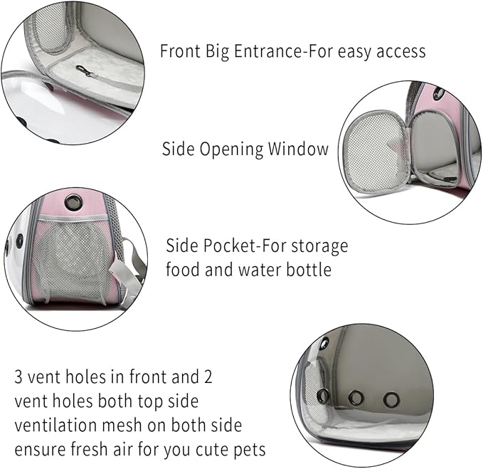 Travel Backpack Carrier with Harness and Leash Set,Lizard Backpack Carrier,Space Capsule Clear Bubble Window Astronaut Reptile Carrier Backpack,Bearded Dragon Leash,Airline Approved Hcupet