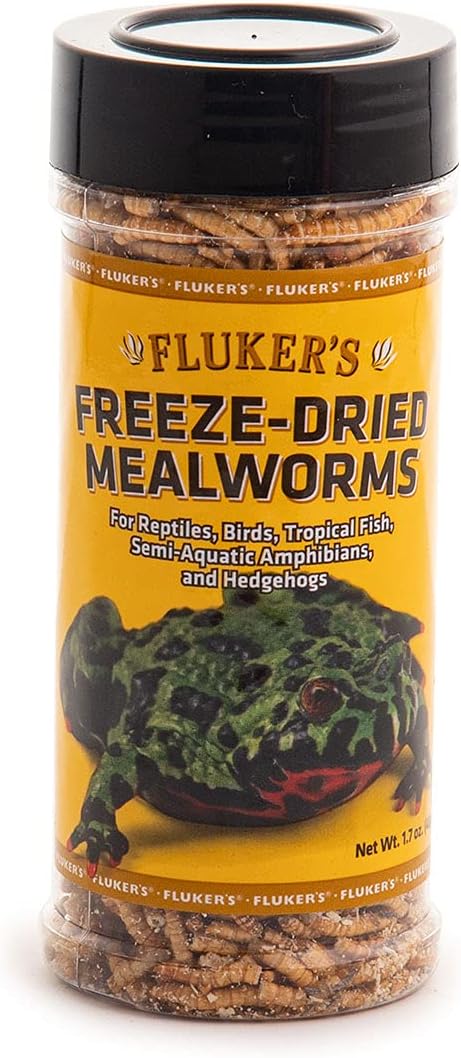 Fluker's Freeze Dried Insects, Nutrient, Packed Mealworms, Ideal for Lizards, Reptiles, Birds, Fish, Hedgehogs, 1.7 oz Flukers