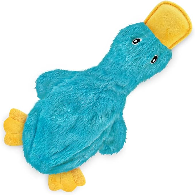 Best Pet Supplies Crinkle Dog Toy for Small, Medium, and Large Breeds, Cute No Stuffing Duck with Soft Squeaker, Fun for Indoor Puppies and Senior Pups, Plush No Mess Chew - Yellow, Purple & Turquoise - PAWPICO
