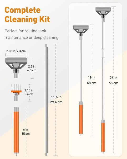 Pawfly Aquarium Algae Scraper Cleaner Fish Tank Brush with 5 Stainless Steel Blades, 26 Inch Aquarium Glass Scraper Aquarium Cleaning Tool Pawfly