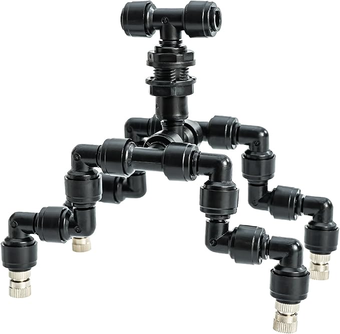 Reptile Mister Nozzles 360 Degree Adjustable Reptile Fogger Mist Sprinkler, Four-Head Black Misting Spray Nozzles for Aquarium Rainforest ExplorewithPassion