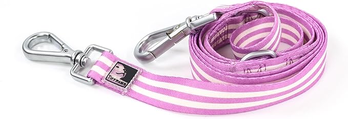 Striped Dog Harness Collar and Leash Set, Polyester Webbing Dog Collar Easy Walking and Training Dog Harness and Leash 3-in-1 Suit Adjustable Dog Harness Collar Leash Set for Dogs(Purple, M) Tiffpaws