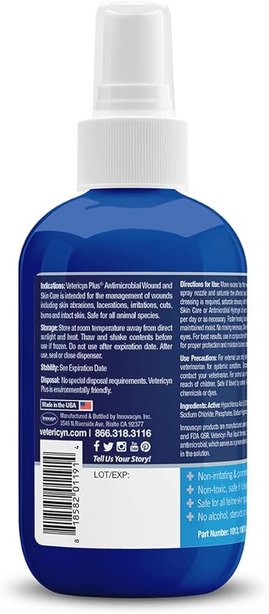 Vetericyn Plus Cat Wound Care Spray | Feline Healing Aid and Skin Repair for Wounds, Sores, and Abrasions, Provides Itch Relief for Cats Irritated Skin. 3 Ounces Vetericyn