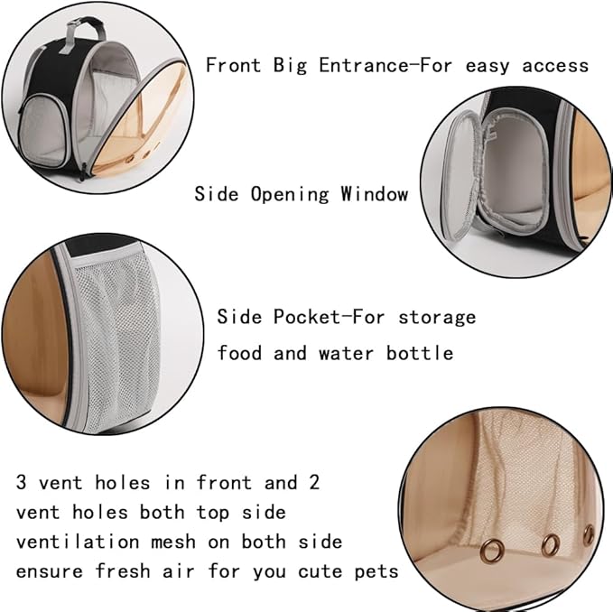 Bearded Dragon Travel Backpack with Harness and Leash Set,Lizard Backpack Travel Carrier,Space Capsule Clear Bubble Window Astronaut Reptile Carrier Backpack, Airline Approved WEVONIGU