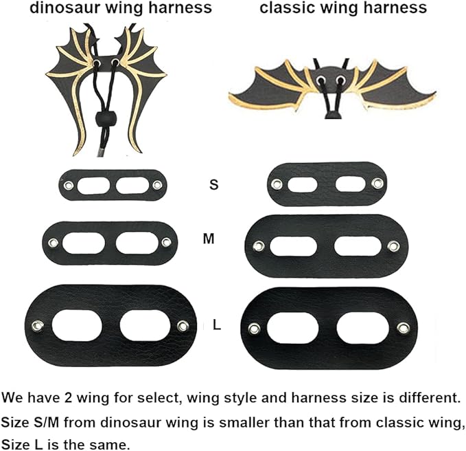 ADOGGYGO Bearded Dragon Leash Harness, 3 Size Pack Black Leather Wing Lizard Harness with Removable Lizard Leash for Bearded Dragon Lizard Reptiles (Black) ADOGGYGO