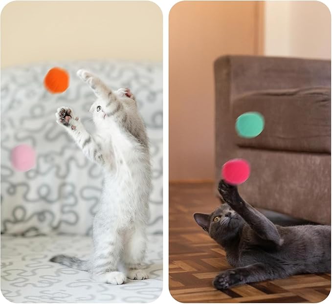31Pcs Cat Ball Toy Launcher Gun, Cat Balls Fetch Toy, 30Pcs Plush Fuzzy Balls Launcher Cat Toy for Cats with 1 Gun, Funny Interactive Cat Toys for Bored Indoor Adult Cats, Cute Kitten Kitty Toys - PAWPICO