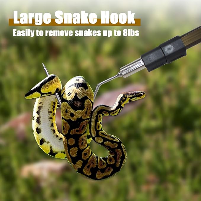 41.6" Snake Hook Reptile Catcher Stick Tongs Rattlesnakes Grabber Pick-up Handling Tool Kit for Catching Controlling or Moving Python Copperhead Wamlet
