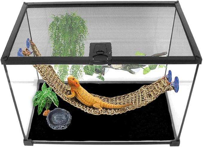 HERCOCCI 2 Pack Reptile Carpet, 39’’ x 20’’ Terrarium Bedding Substrate Liner Reptile Cage Mat Tank Accessories for Bearded Dragon Lizard Tortoise Leopard Gecko Snake (Black) HERCOCCI