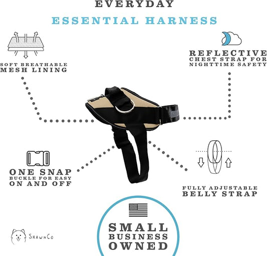 ShawnCo Essential Dog Harness, No-Pull Pet Vest with 3 Leash Clips, No Choke, Reflective, Adjustable and Padded, for Easy Walking and Training for Small, Medium and Large Dogs (Driftwood, XL) SHAWNCO