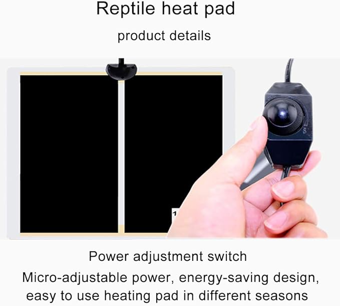 MQ Reptile Terrarium Heat Pad with LCD Digital Aquarium Thermometer, 6 x 11in Power Adjustment Under Tank Heater Mat for Pets, Small Animals, Seedling, 7W MQ
