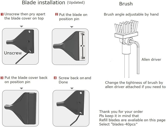 Aquarium Algae Scraper Cleaner Brush with 10 Stainless Steel Blades for Fish Reef Plant Glass Tank 26 Inch QANVEE