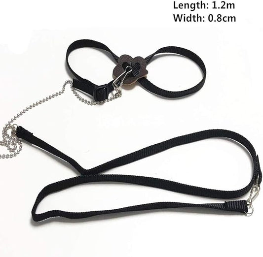 Lizard Leash Bearded Dragon Harness Adjustable Reptile Lizard Harness Leash Parrot Harness Turtle Lizard, Suitable for Gecko Hamster Kitten Small Animal Outdoor Walking,Black Sawyd