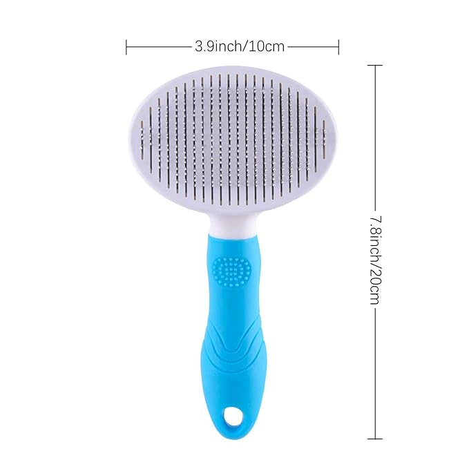 Cat Self Cleaning Slicker Brush, Pets Skin Friendly Cat Brush for Dogs Cats Grooming Brush Tool Easy to Remove Loose Undercoat, Mats Tangled Hair Slicker Massage Cats Dogs Brush - Upgraded - PAWPICO