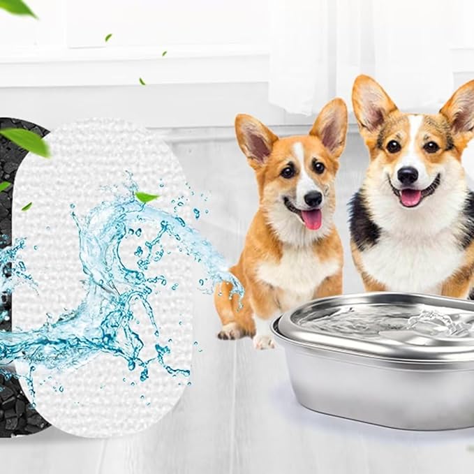 24 Pcs-12 Pack Cat Fountain Filters with 12 Sponges, Pet Replacement Filters for Stainless Steel 108oz/3L, 67oz/2L Pet Fountain - PAWPICO
