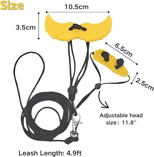Bearded Dragon Harness and Leash Set - Adjustable Lizard Traction Rope with Wings Knitted Bee Hat Outdoor Walking Leash Escape Proof Reptile Bee Costume Accessories for Lizard Small Pets (Yellow) SEZDEKI