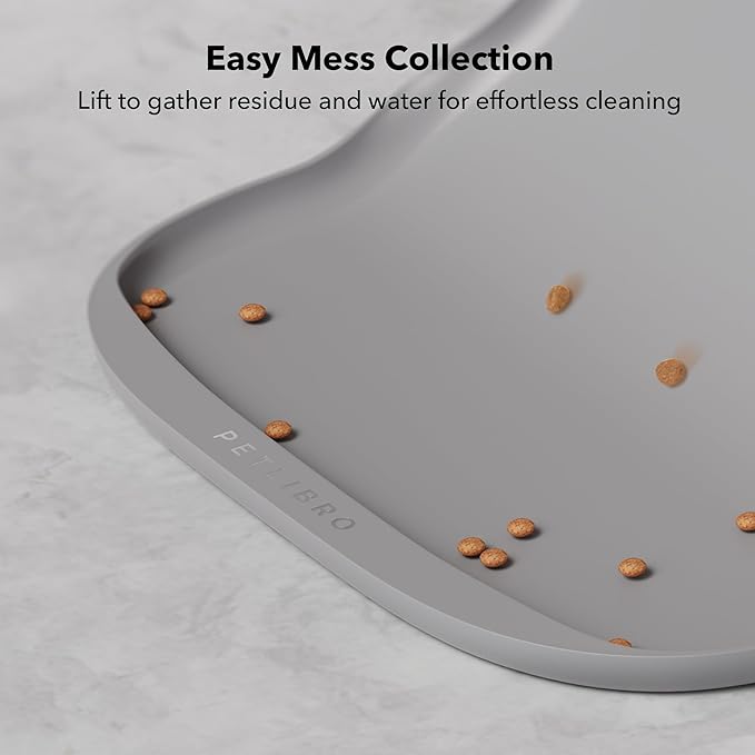 PETLIBRO Dog Food Mat, Safety Silicone Cat Food Mat for Feeder & Fountain, Waterproof Dog Bowl Mat, Raised Edge Spill Protection Floor, Cove Feeding Mat for AF005, AF103 Single Tray, AF203 Single Tray - PAWPICO