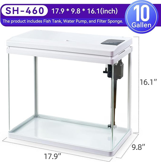 Beginner Betta Fish Tank Aquarium kit Intelligent Timed Shutdown, Seven LED Lights, Adjustable Brightness, High-Transparency Glass, Efficient Filtration Gallon (10 Gallon) Binano