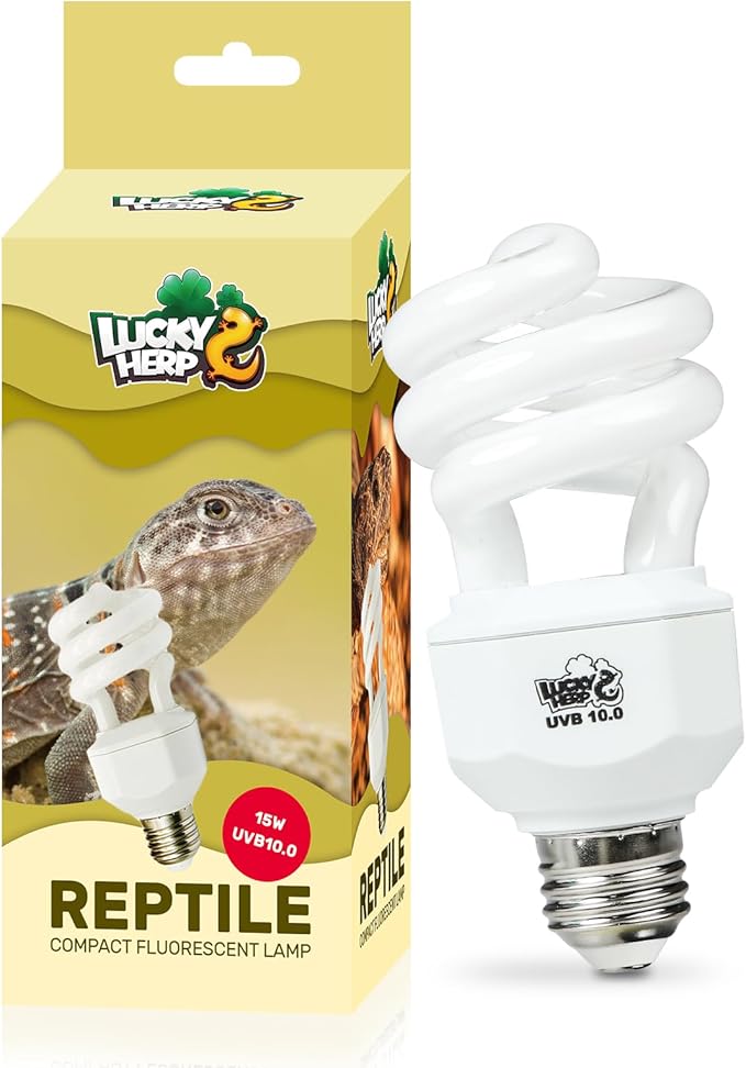 Lucky HERP UVA UVB Reptile Light 10.0, Desert UVB 150 Compact Fluorescent Lamp, UVB Light for Reptiles 15W, UVA UVB Reptile Light Bulb, UVB Bulb for Reptiles Bearded Dragons Lizards Tortoises Snakes LUCKYHERP