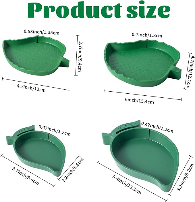 4Pack Terrarium Bowls Turtle Feeding Dishes Shallow and Flat Reptile Food and Water Feeder for Tortoise,Bearded Dragon,Lizards,Gecko,Cute Leaf and Mango Shaped SLSON