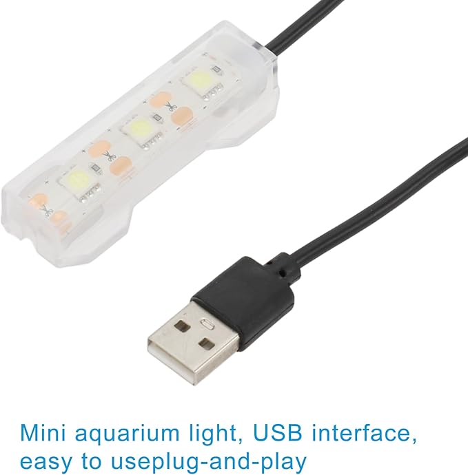 Mini Aquarium Lamp, USB Aquarium Light, LED Desktop Fish Tank Light, Small Decoration Aquarium Light, Aquarium Accessories, White Light CAPASTEC