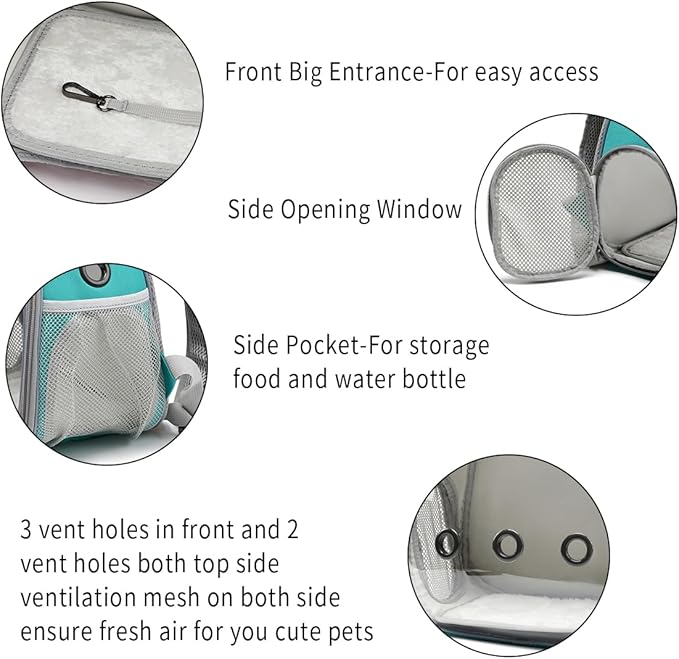 Travel Backpack Carrier with Harness and Leash Set,Lizard Backpack Carrier,Space Capsule Clear Bubble Window Astronaut Reptile Carrier Backpack,Bearded Dragon Leash,Airline Approved Hcupet