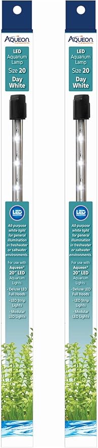 Aqueon 2 Pack of Day White LED Aquarium Lamps, Size 20, All-Purpose White Light for Freshwater or Saltwater Environments Aqueon