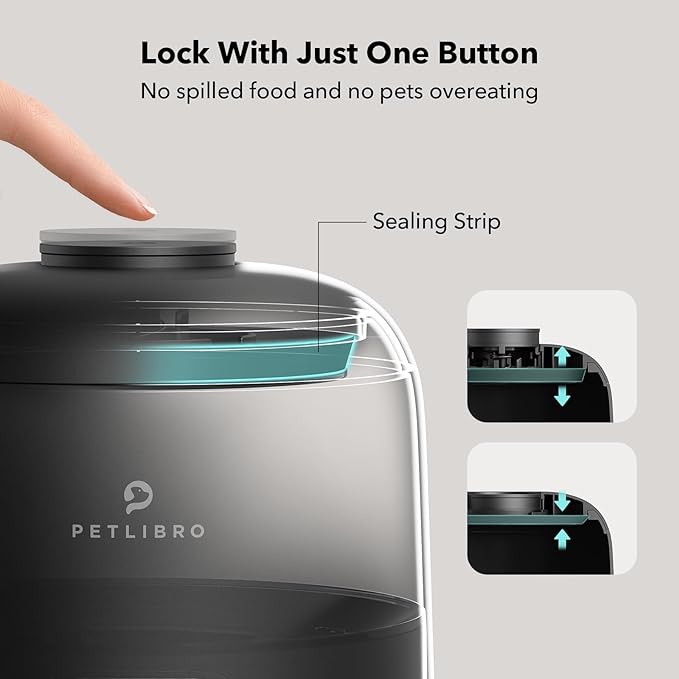 PETLIBRO Automatic Cat Feeder, Cat Food Dispenser Battery-Operated with 180-Day Battery Life, AIR Timed Pet Feeder for Cat & Dog, 2L Auto Cat Feeder, Black - PAWPICO