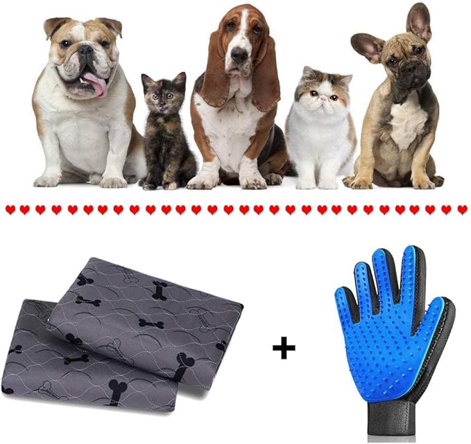 Washable Dog Pee Pads with Free Grooming Gloves,Non Slip Dog Mats with Great Urine Absorption,Reusable Puppy Pee Pads for Whelping,Potty,Training,Playpen - PAWPICO