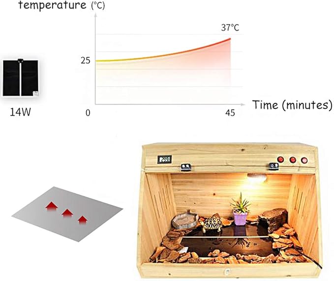 2 Pack Reptile Under Tank Heating Pad, Hermit Crab Heater with Temperature Control, Waterproof Adjustable Terrarium Heat Mat Warmer for Gecko Snake Lizard Turtle Tortoise Spider Frog (11 x 11 Inch) Tfwadmx