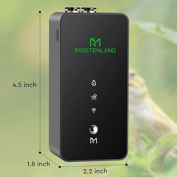 Moistenland WiFi Enabled Reptile Mister for Terrariums, Reptile Misting System for Snake Ball Python Tortoise Lizard Aquarium with 2 Adjustable Misting Nozzles Moistenland