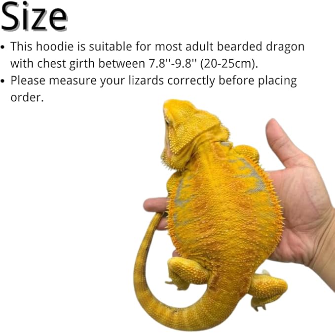 Bearded Dragons Hoodie - Handmade Adjustable Cotton Sweater Reptile Jacket Shirt for Skin Protection Small Animal Costume Apparel for Lizard Bearded Dragon Crested Gecko Chameleon (L, Black) WCDJOMOP