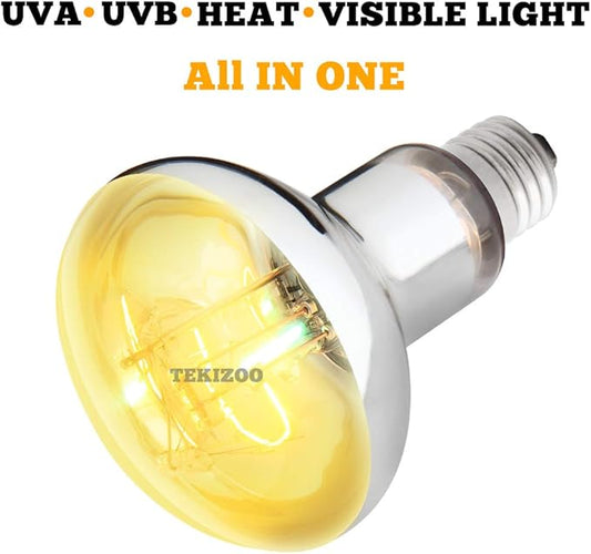 UVA UVB Sun Lamp High Intensity Self-Ballasted Heat Basking Lamp/Light/Bulb for Reptile and Amphibian (125W) TEKIZOO