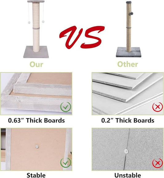 Cat Scratching Post-Scratching Post with Sisal Rope for Indoor Cats Large Cat Scratching Post sisal cat Scratcher Cute for Kitten Scratching Post(25 inch) - PAWPICO