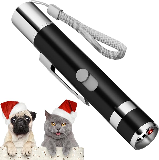 Cat Toys, Cat Toy Red Pointer for Indoor, Rechargeable, 5 Adjustable Patterns, 3 Modes Training Chaser Pet Toy Pointer, Interactive Pet Cat/Dog Toy for Cats Fun Playing Exercise(Black) - PAWPICO