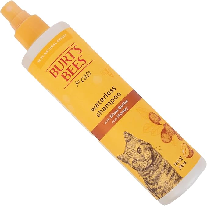 Burt's Bees for Pets Cat Naturally Derived Waterless Shampoo with Shea Butter and Honey - Cat Waterless Shampoo Spray - Easy to Use Cat Dry Shampoo - Made in the USA, 10 Oz - 6 Pack - PAWPICO