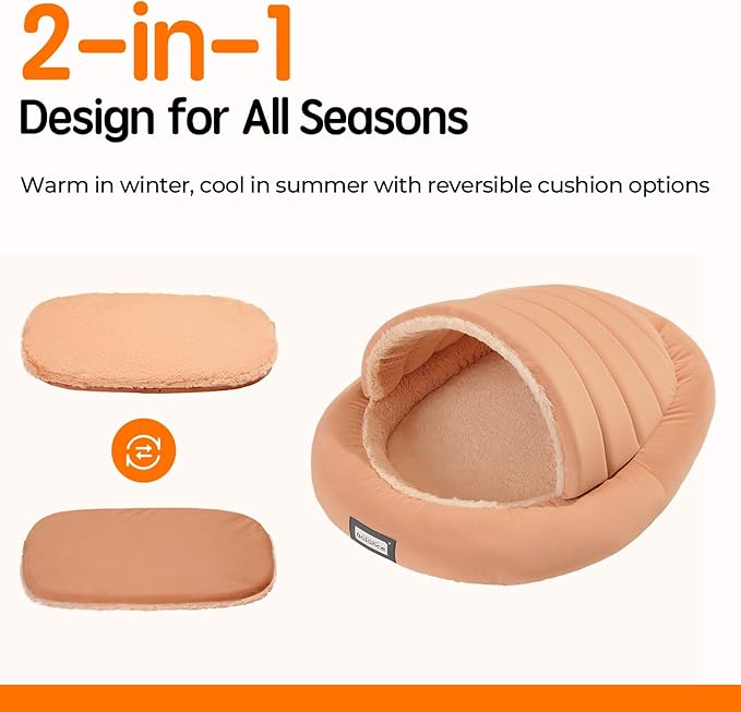 Balance 2 in 1 Cat Bed Cave for Kittens and Small Dogs, Cat Tents for Indoor Cats, Covered Cat Beds with Removable Cushion, Calming Cat Nest, Cat Hideaway, Washable Cat House with Non-Slip Bottom - PAWPICO
