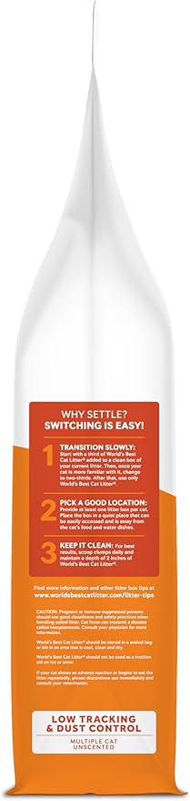WORLD'S BEST CAT LITTER Low Tracking & Dust Control Multiple Cat Unscented 15-Pounds - Natural Ingredients, Quick Clumping, Flushable & Made in USA - Long-Lasting Odor Control & Easy Scooping - PAWPICO