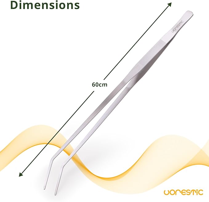 Heavy Duty Extra Long Tweezers 24 Inch, Reptile Feeding Tongs, Curved Aquarium Tweezers Extra Long, Reptile Tongs, Fish Feeding Tongs, Terrarium and Aquarium Tongs Extra Long VORESTIC