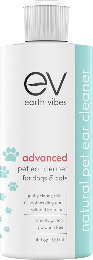 Earth Vibes Dog & Cat Ear Cleaner – Pet Cat Ear Cleaner - Advanced Natural Solution Treatment for Itching, Head Shaking, Discharge & Smelly Ears - Made in The USA EarthVibes