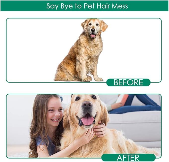 DELOMO Pet Hair Remover Gloves, 255 Tips, Deshedding Glove for Dog and Cat, Gentle De-Shedding Glove Brush, Green, 2 Count - PAWPICO