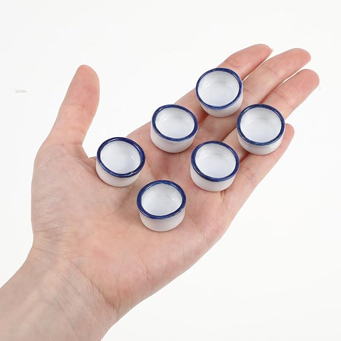 6 Pcs Spider Mini Water Bowl Tarantula Micro Ceramic Water Dish for Spider Tarantula Millipede Tiny Reptile Scorpion Cricket Snail Manti Bugs PAWPICO