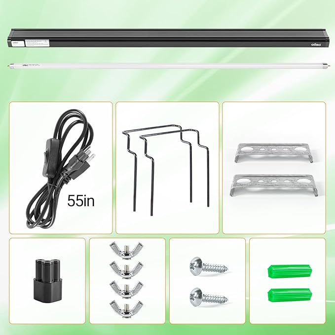 Oiibo T5 HO Reptile Light Fixture UVB Lighting Combo Kit, Reptiles Terrarium Lamp Hood Light Fixture Include UVB 5.0 Rainforest Reptile Light for Chameleon Arboreal Geckos Lizard (54W) OIIBO