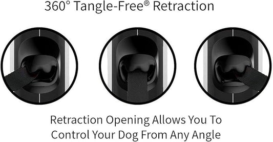 TUG 360° Tangle-Free Retractable Dog Leash with Anti-Slip Handle | 16 ft Strong Nylon Tape | One-Handed Brake, Pause, Lock (Small, Blue) TUG